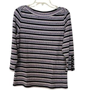 Rafaella 3/4 Sleeves Striped Top